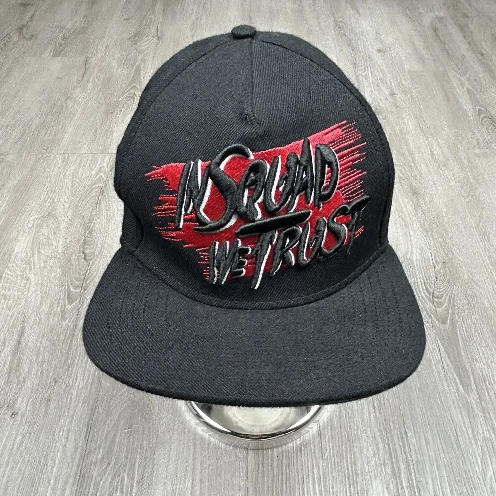 NEW Black Suicide Squad Movie Hat Cap In Squad We Trust DC‎ Comics Flat Brim